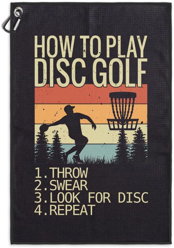 How to Play Disc Golf Printed Microfiber Towel with Clip - Great Gifts for Disc Golf Lovers