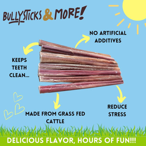 12 Inch Bully Sticks (Regular - 8 Pack) - 100% Grass Fed Beef, Dog Parents Choice Bully Stick Chews