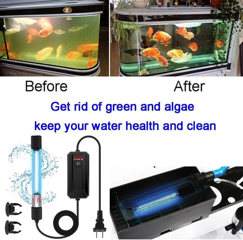 13W Timer Aquarium Clean Light, Algae Clear Green Bloom Clean Fish Tank Water Clean Lamp for Sump Pond Filter