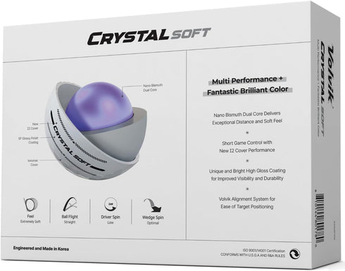 12 Pack Volvik Crystal Soft Golf Balls - White Color