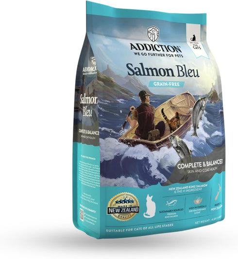 Addiction Salmon Bleu Dry Cat Food, Complete and Balanced Diet, Skin and Coat Health Formula, 4 Lbs