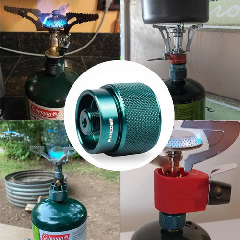 Propane to Butane Adapter, Camping Stove Adapter Gas Converter for Outdoor Backpack Hiking (Dark Green X 1 Pack)