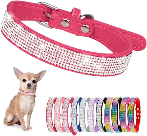 Rhinestone Dog Collar for Small Dogs, Bling Diamond Fancy Crystal Glitter Pet Puppy Collars for XXS XS Small Medium