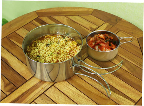 4pcs Set Backpacking balacoo Portable Stainless Steel Camping Cookware Combination Cooking Outdoor Cooking Hiking