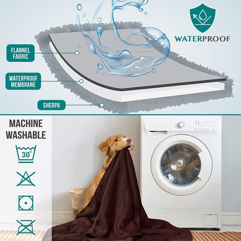 PetAmi Waterproof Dog Blanket for Small Medium Dogs, Pee Proof Reversible Blanket for Couch Bed, Washable, 29x40 Brown