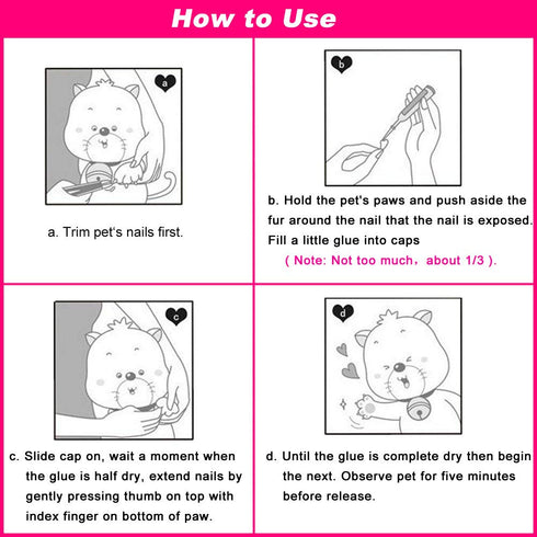 VICTHY 10pcs Special Pet Nail Adhesive Glues & 15pcs Applicator Tips for Dog or Cat Nail Caps