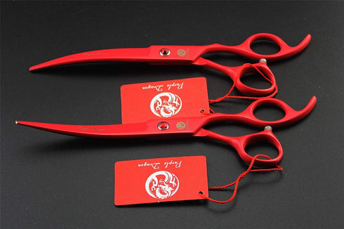 Purple Dragon 7.0 inch Professional Pet Grooming Scissors Kit, 4PCS, Japan Premium Steel, Straight & Curved & Thinning