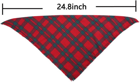 2 Pack Reversible Dog Bandana Christmas Plaid Triangle Bibs Scarf Accessories for Pets
