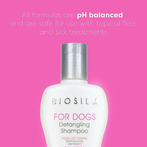 BioSilk for Dogs Silk Therapy Detangling Dog Shampoo | Sulfate Free and Paraben Free Shampoo for All Adult Dogs, Beige