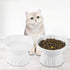 Ceramic Elevated Cat Bowls, 2Pc Extra Wide Raised Bowls for Food and Water, Shallow Whisker Friendly Dish (White)