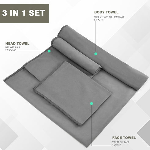 Vnoss 3 1 Pack Swimming Quick Dry Camping Towel, Microfiber Travel Towel Size at for Camping, Beach, Gym, Sports, Yoga