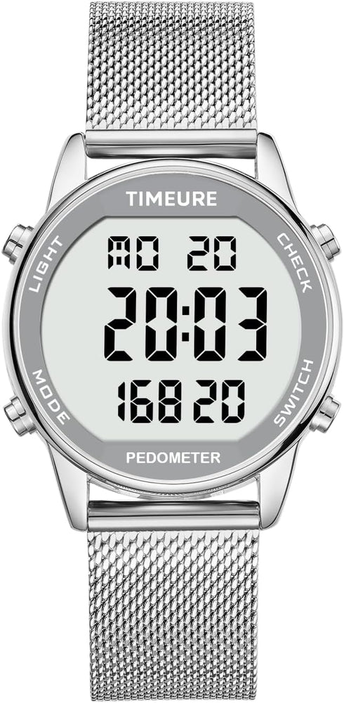 Women's Stylish Step Counter Pedometer Watch with Stainless Steel Bracelet, No App or Charging Needed - TU-2401