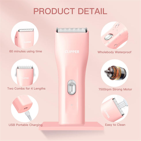 Dog Cat Home Hair Clipper, Portable Electric Grooming Kits, Pink, TS006
