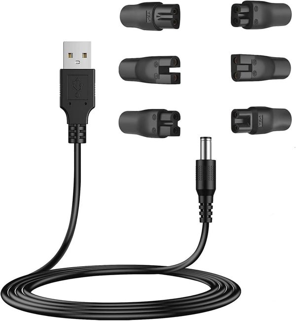 Universal Replacement Charger USB for Electric Hairdressers, Dog Clippers, Shavers, Compatible Voltage 3.7V - 5V with 6