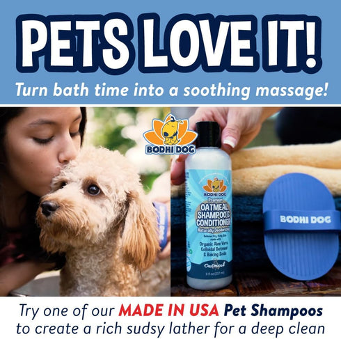 Bodhi Dog Shampoo Brush for Cats and Dogs, Premium Grooming Bath Brush for Long & Short Hair, Blue