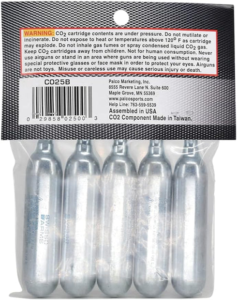 Swiss Arms Black 12gm CO2 Cartridge (5-Pack) (CO25B)