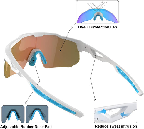 HAAYOT Polarized Sports Sunglasses for Men, Women, Youth, Baseball, Cycling, Running Glasses with 5 Lenses