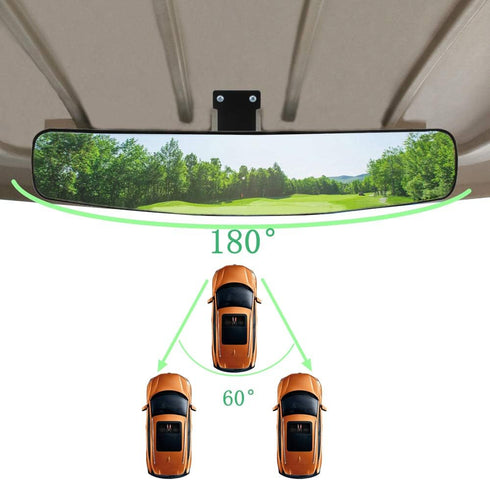 Panoramic Convex Golf Cart Mirror - Rear View Mirror for EZGO, Club Car, Yamaha Golf Carts