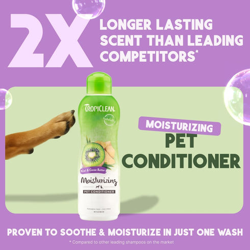 20oz. TropiClean Dog Conditioner, Easy Detangling & Moisturizing Conditioner, Puppy Safe, Made in the USA, Kiwi & Cocoa