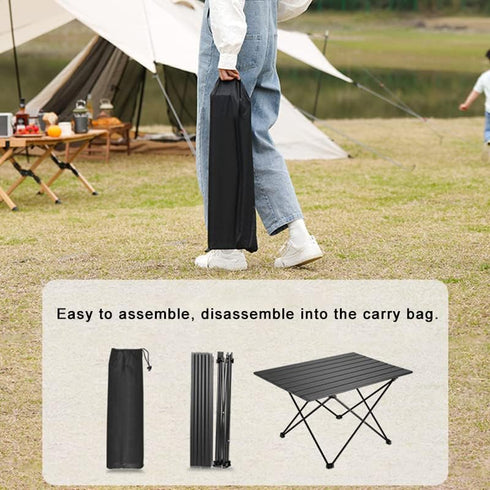 Backpacking 15.5''L 13.8''W 11.4''H SOUJOY Camping Side Table, Portable Folding Beach Table, Small Aluminum Picnic