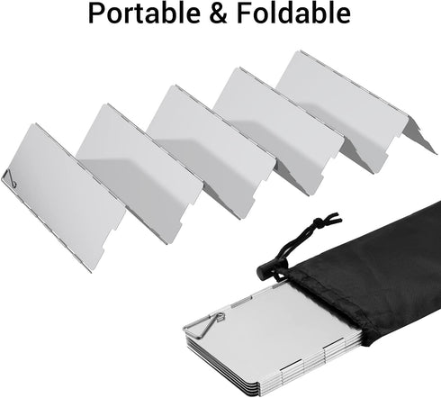 Ohuhu Camping Stove Windscreen, 10 Plates Aluminum Folding Windshield with Carry Bag for Camping, Picnic, Backpacking