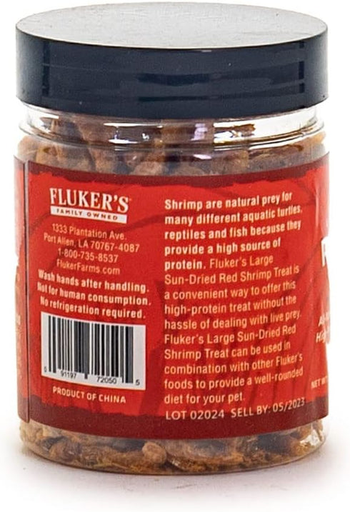 0.6 oz Fluker's All Natural Large Sun-Dried Red Shrimp, High Protein Treats, Aquatic Turtle Food, Great for Aquatic