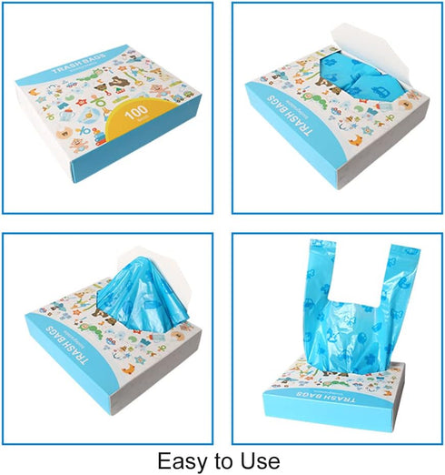 mavere 100 Odor Sealing Cat Litter Poop Clump Pick-Up Bags with Handles Scoop Tie Bags Dog Waste Bag, Leak Proof Pet