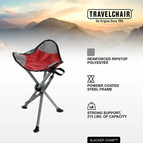 Travel Chair Slacker Tripod Chair for Camping, Lightweight Chair, Adjustable Carry Strap for Easy Transport | Oversized