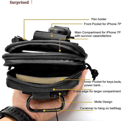 Belt Pouch, Tactical Molle Phone Pouch EDC Utility Pouches Waist Bag, Small Cell Phone Holster Gear Tool Gadget Pocket