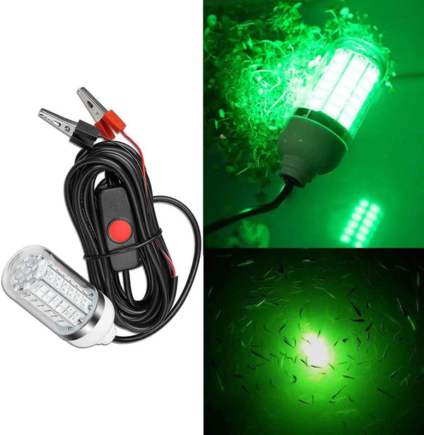 Underwater Fishing LED Light 15w, 12v - Green Light IP68 Waterproof Lamp for Night Fishing, Lure
