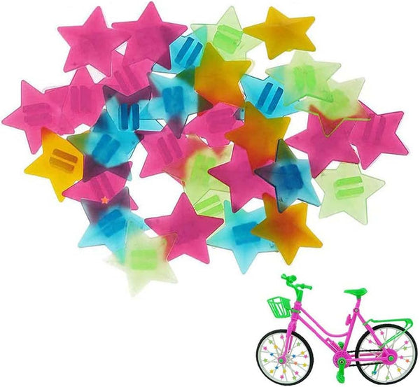 Star Bike Wheel Spokes Bead Plastic Clip Decorations for Children's Bicycle Spokes Accessories, 36 Pieces