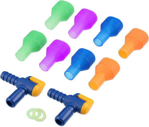 Skylety 8 Pieces Bite Valve Replacement Silicone Mouthpieces for Hydration Pack Bladder, Green, Orange, Blue, Purple