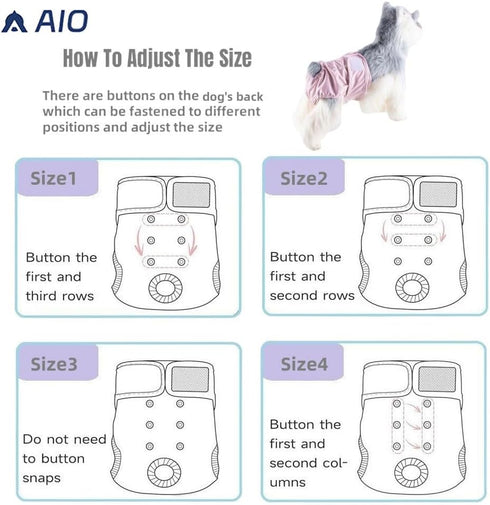 AIO Female(3 Pack), Dog Diapers Small Medium Large Highly Absorbent Wraps Reusable Dog Diapers Female