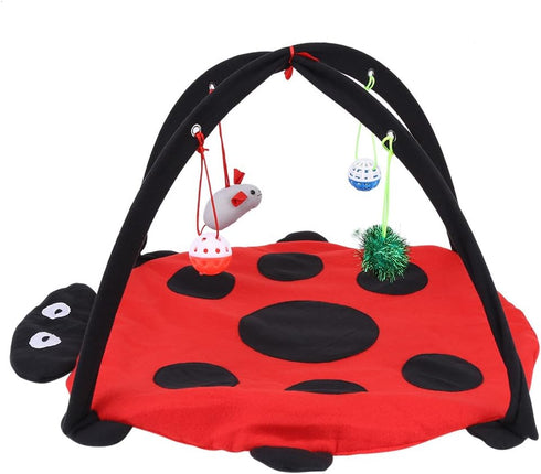 Foldable Cat Activity Play Mat Tent Multi Function Pet Bed with Hanging Toy Balls Cat Activity Center with Hanging Toy