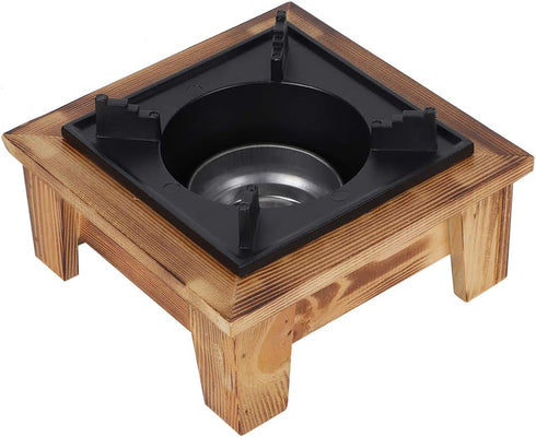Portable Alcohol Stove with Wooden Shelf, Tabletop Barbecue Oven for Outdoor Cooking