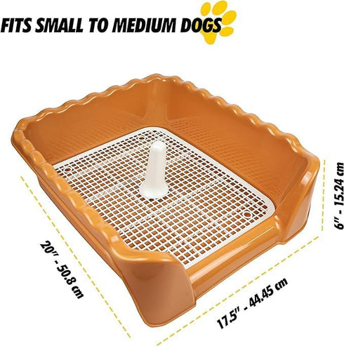 Lutema Training Dog Potty Tray for Small & Medium Puppies - Orange Brown