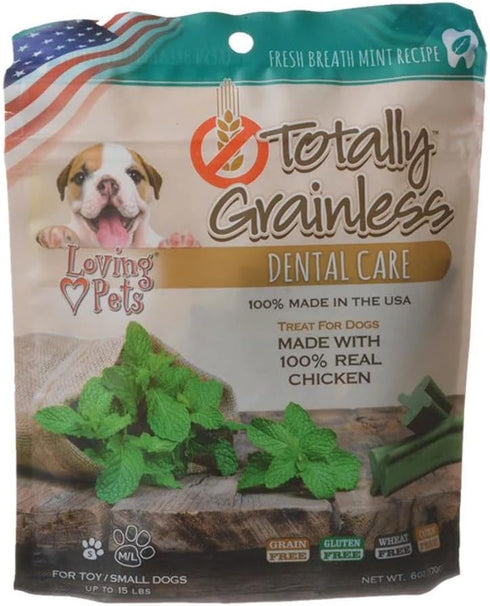 Loving Pets Totally Grainless Fresh Breath Mint Recipe Dental Care Toy for Small Dogs (1 Pack), 6 Oz