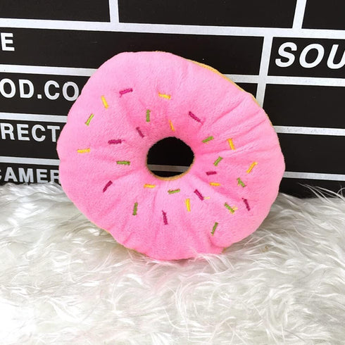 Random Color Donut-Shape Pet Toy - Squeaky Chews for Puppy Dogs and Cats, Sturdy and Practical Design