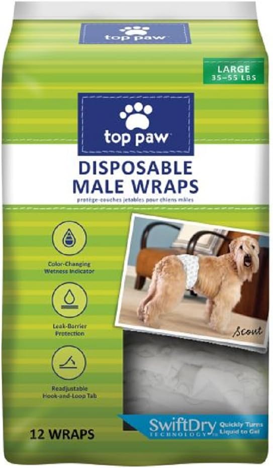 TOP PAW Disposable Male Wrap Dog Diapers (Large)