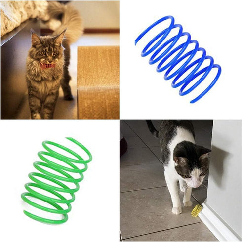 Andiker 24pcs Cat Spring Toy, Colorful Spiral Springs, Interactive Durable Plastic Toys for Indoor Cats