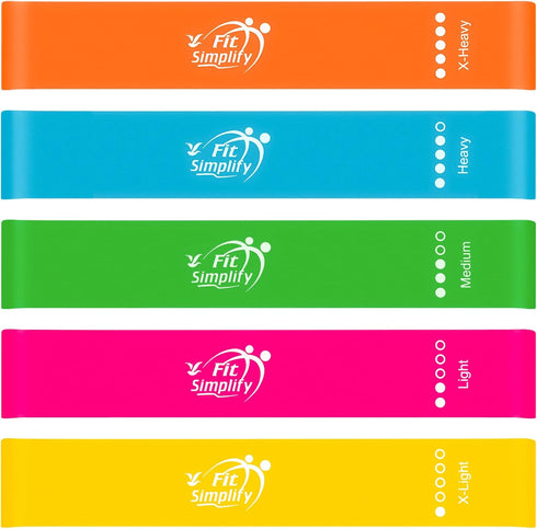 Fit Simplify 10 Inch Resistance Loop Exercise Bands, Set of 5, Assorted Colors