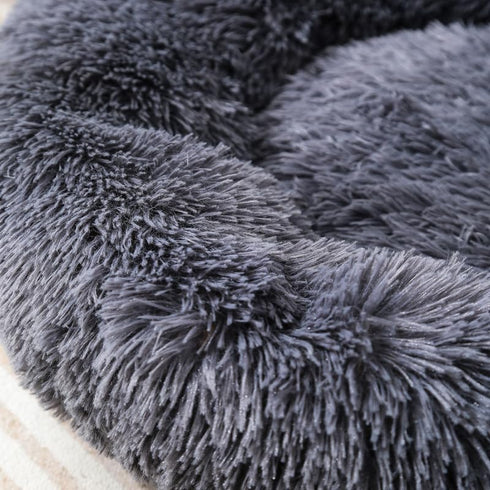 Fluffy Calming Donut Dog Bed & Cat Bed, Round Warm Nest for Pets Up to 3Kg