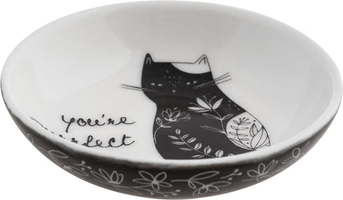 Karma, Boho Ring Bowl, Black and White Trinket Tray, Decorative Ceramic Trinket Dish, Jewelry Dish Tray for Rings, Cat by Karma