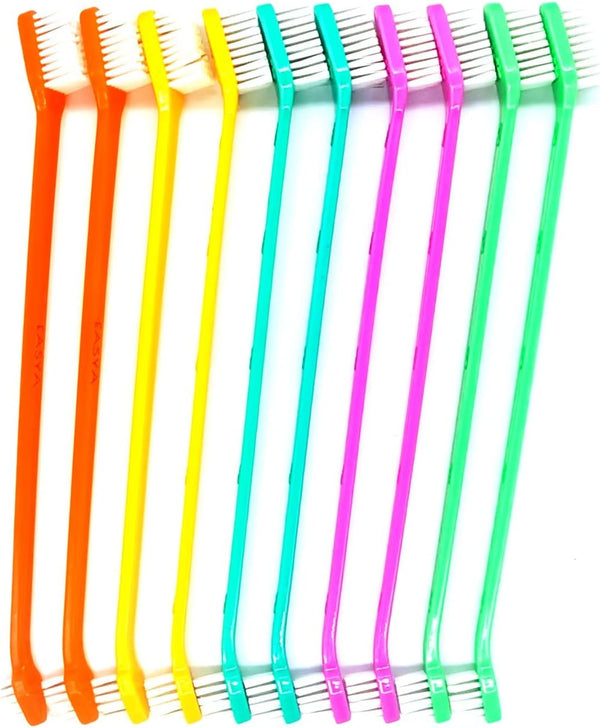Double Headed Pet Dog Toothbrush for Small Dogs, Soft Bristles Long Handle for Teeth Cleaning, Bulk Toothbrushes