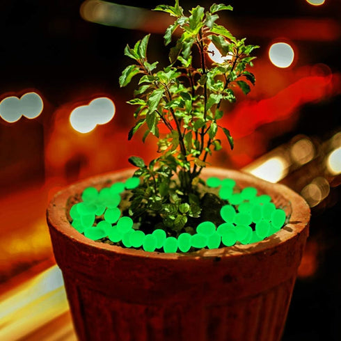 Oubest Glow in The Dark Rocks, Green Glow Pebbles Decor for Garden, Fish Tank, Walkway, Driveway, Plant Pots (100)