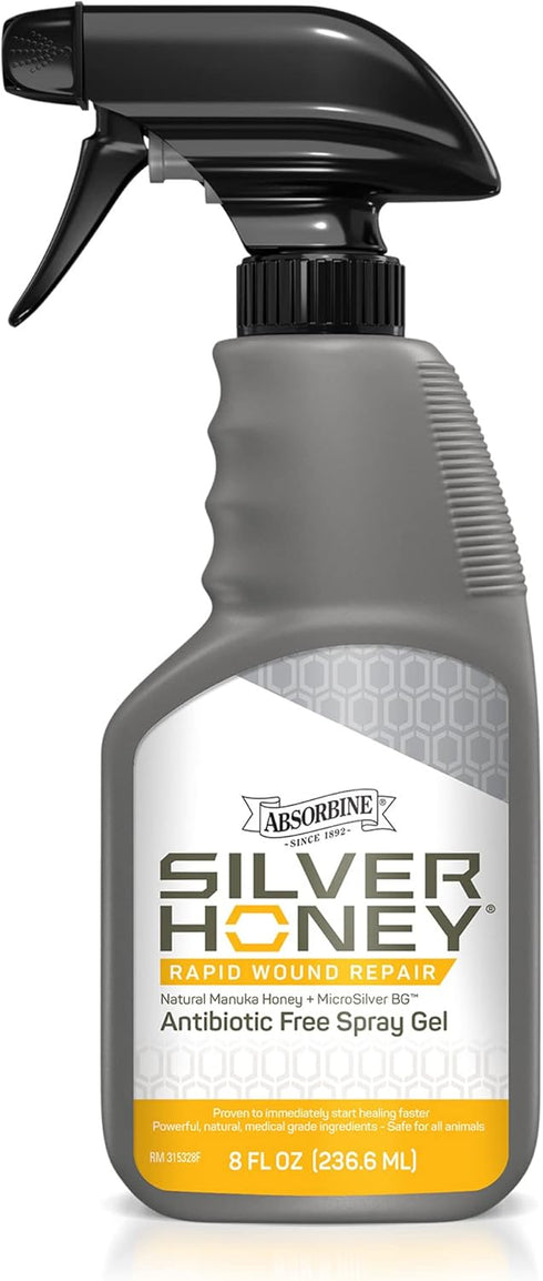 Absorbine Silver Honey Rapid Wound Repair Spray Gel 8oz Bottle, Manuka Honey