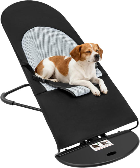 Philipreba Foldable Pet Rocking Chair, Portable Pet Rocker Bed with Ramp, French Bulldog