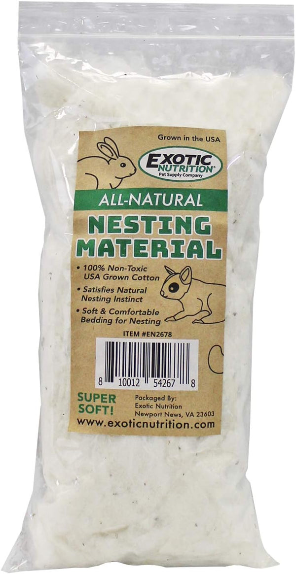 All-Natural Nesting Material (1.5 oz.) - 100% Cotton Eco-Friendly Animal Bedding for Small Pets