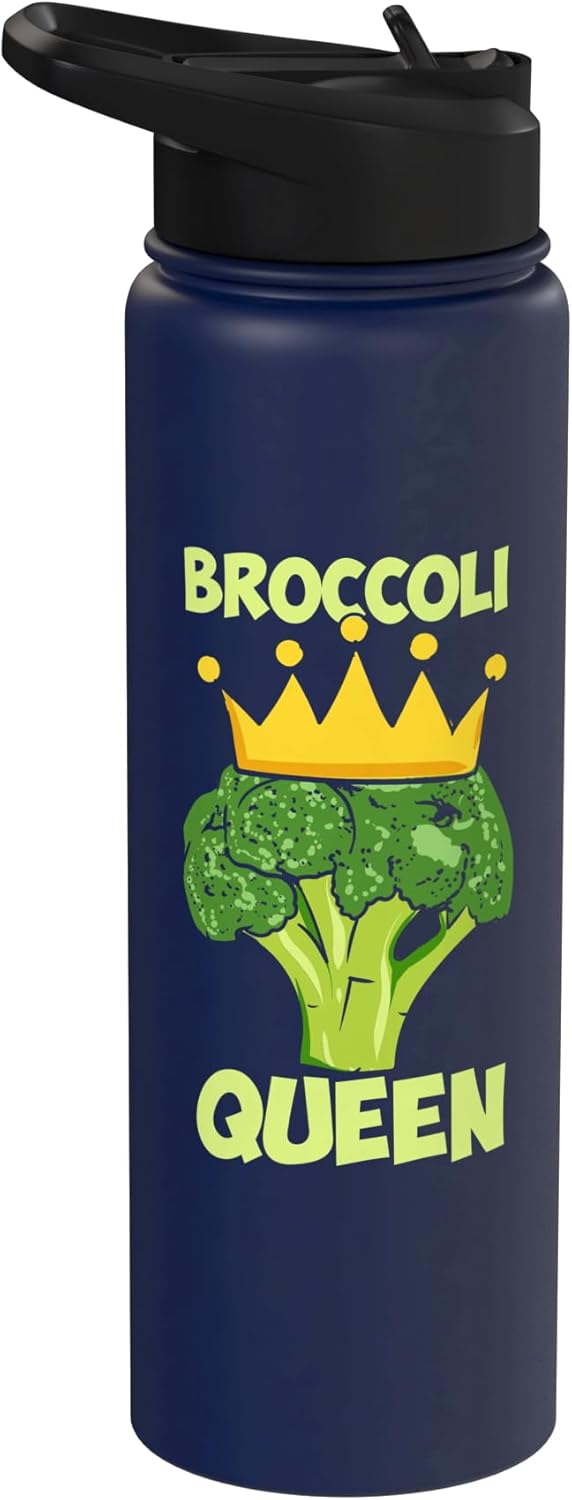 Vegan Awareness & Broccoli Veggie Activism Broccoli Queen Broccoholic Broccoli Lover Vegetable Vegan Stainless Steel Insulated Water Bottle