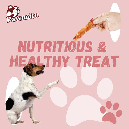 12-15 Counts Pawmate Dog Treats Double Sweet Potato & Chicken Wraps, Healthy Chicken Jerky Dog Chews High Protein Low